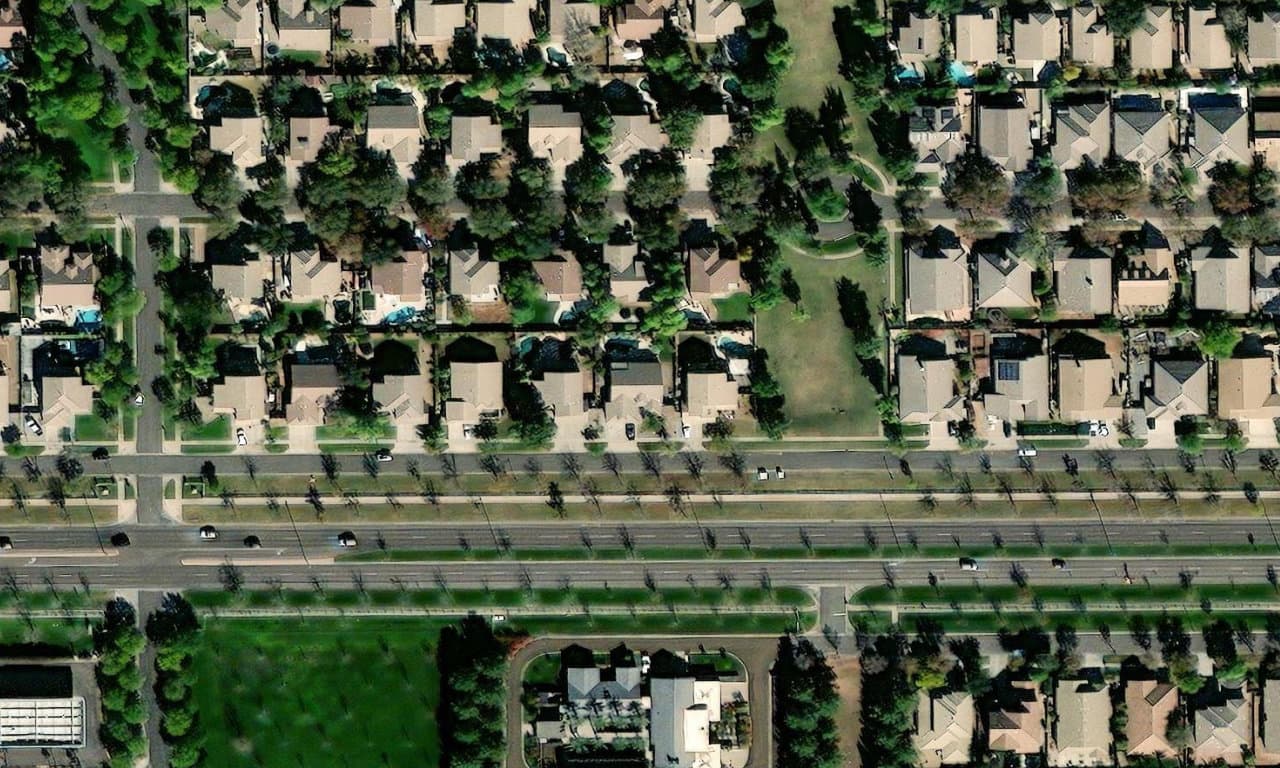 Aerial view centered on 3372 E COTTON LN GILBERT, AZ 85234