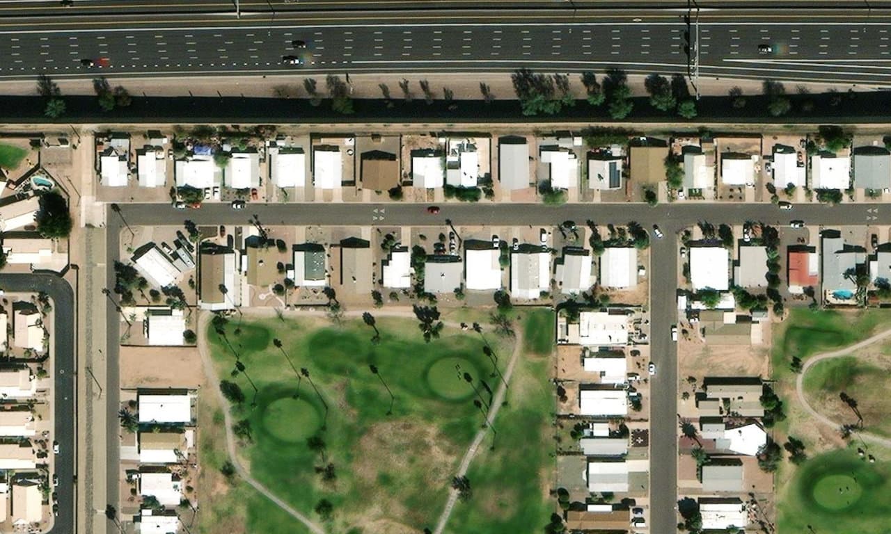Aerial view centered on 7239 E INVERNESS AVE MESA, AZ 85209