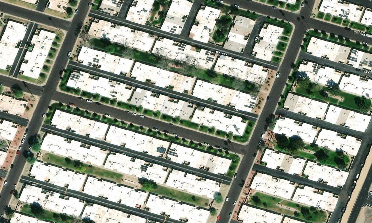 Aerial view centered on 9962 W FORRESTER DR SUN CITY, AZ 85351