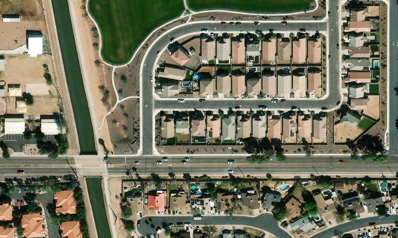 Aerial view centered on 2949 E FLOSSMOOR AVE MESA, AZ 85204