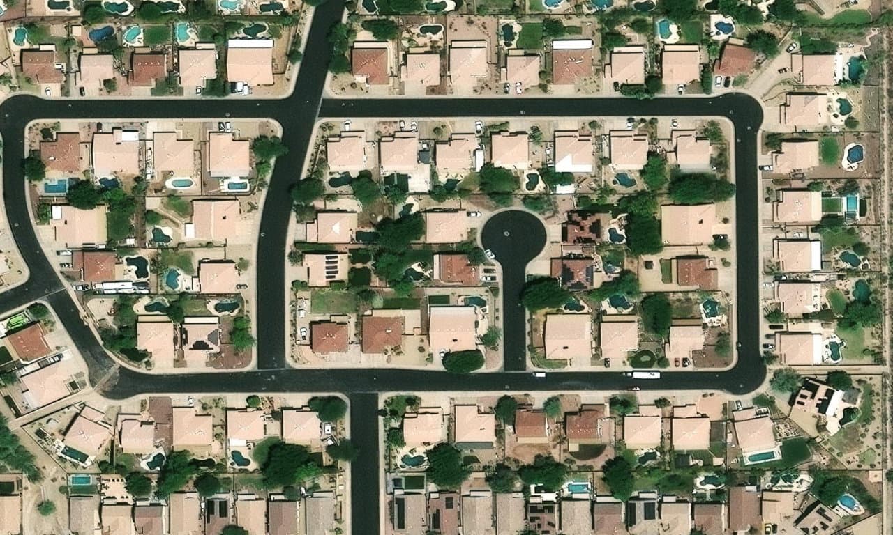 Aerial view centered on 25424 N 63RD LN PHOENIX, AZ 85083