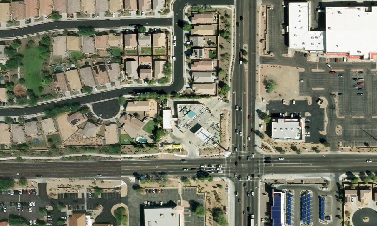 Aerial view centered on 6730 W CACTUS RD PEORIA, AZ 85381