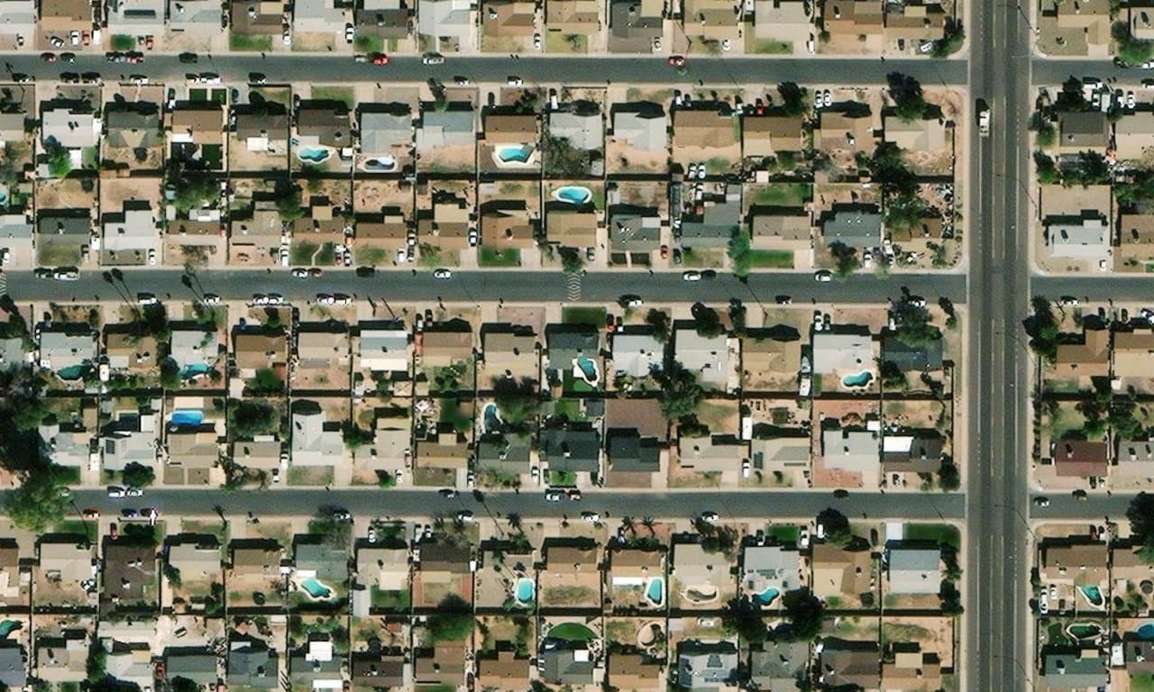 Aerial view centered on 725 E GLADE AVE MESA, AZ 85204