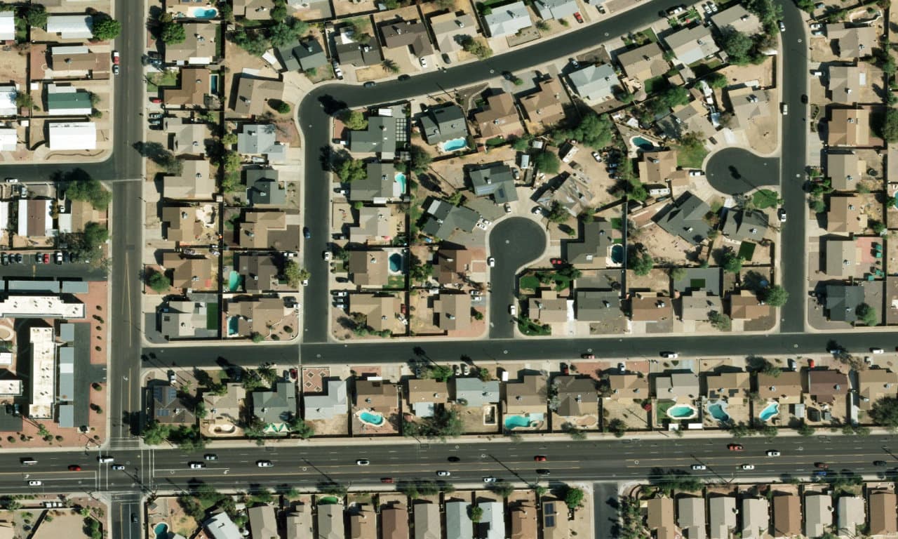 Aerial view centered on 9018 N 64TH AVE GLENDALE, AZ 85302