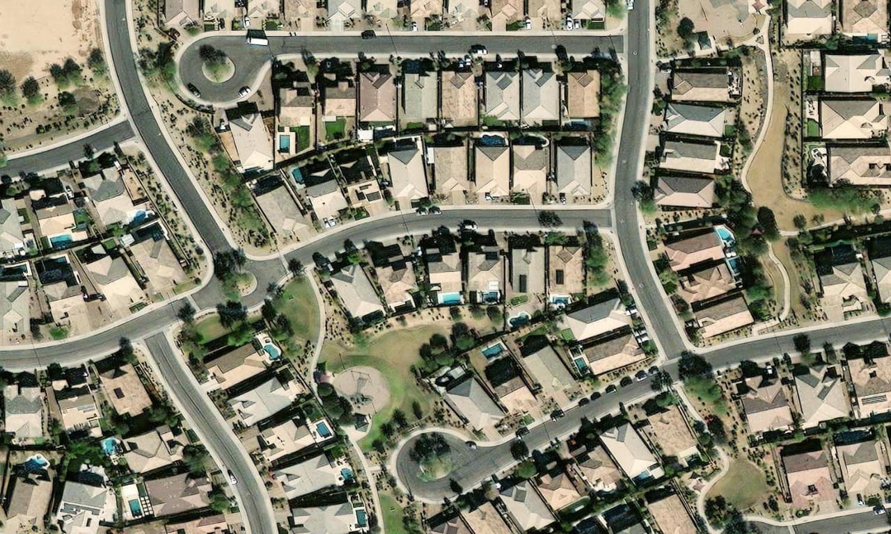 Aerial view centered on 3383 E MYRTABEL WAY GILBERT, AZ 85298