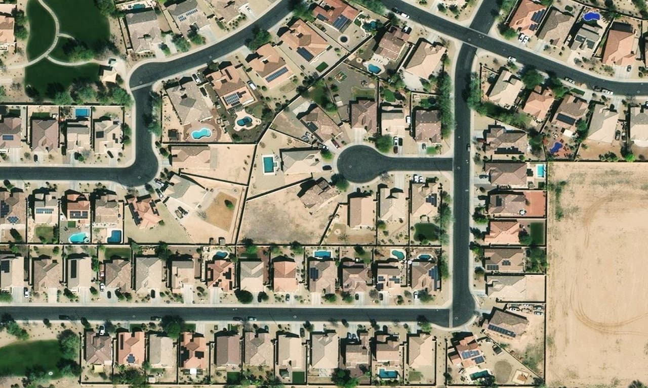 Aerial view centered on 16041 W DESERT FLOWER DR GOODYEAR, AZ 85395