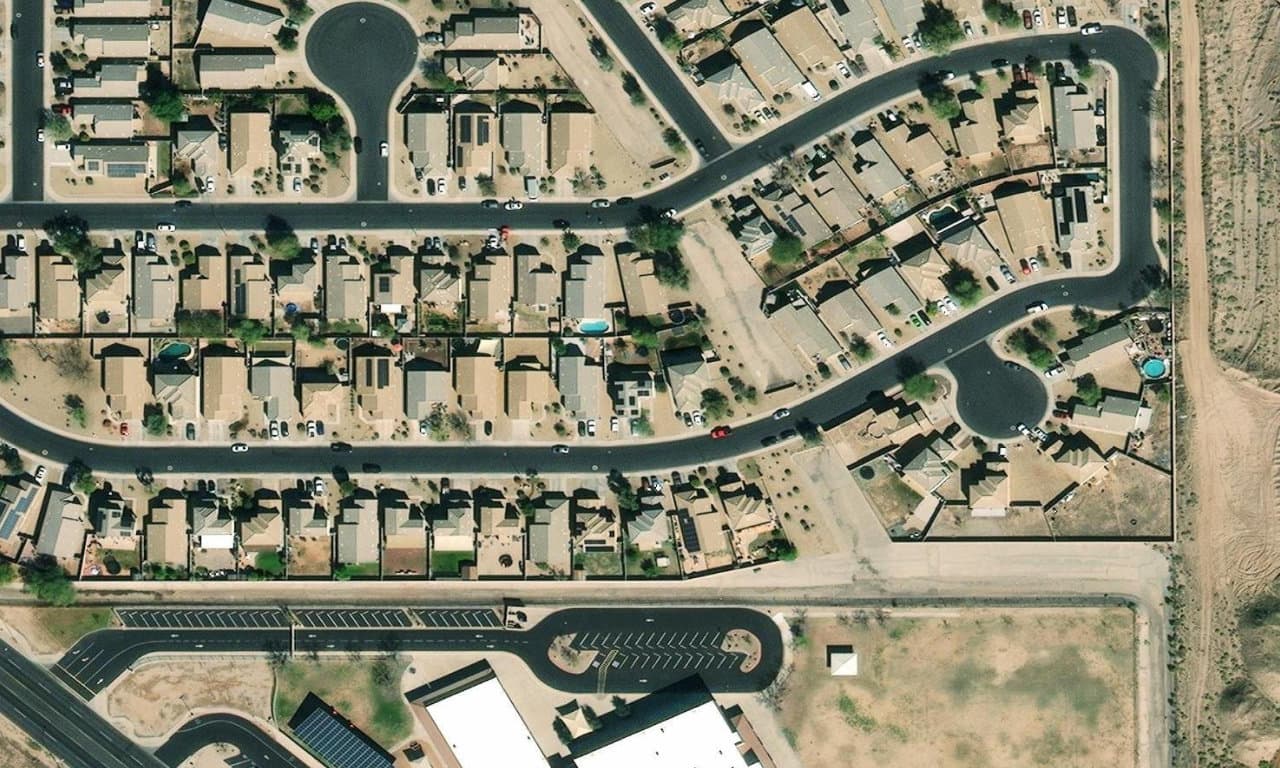 Aerial view centered on 11744 W BANFF LN EL MIRAGE, AZ 85335