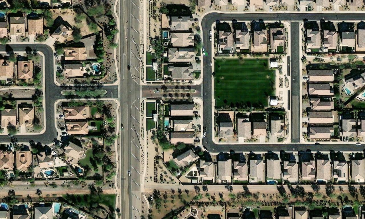 Aerial view centered on 4348 S REDCLIFFE DR GILBERT, AZ 85297