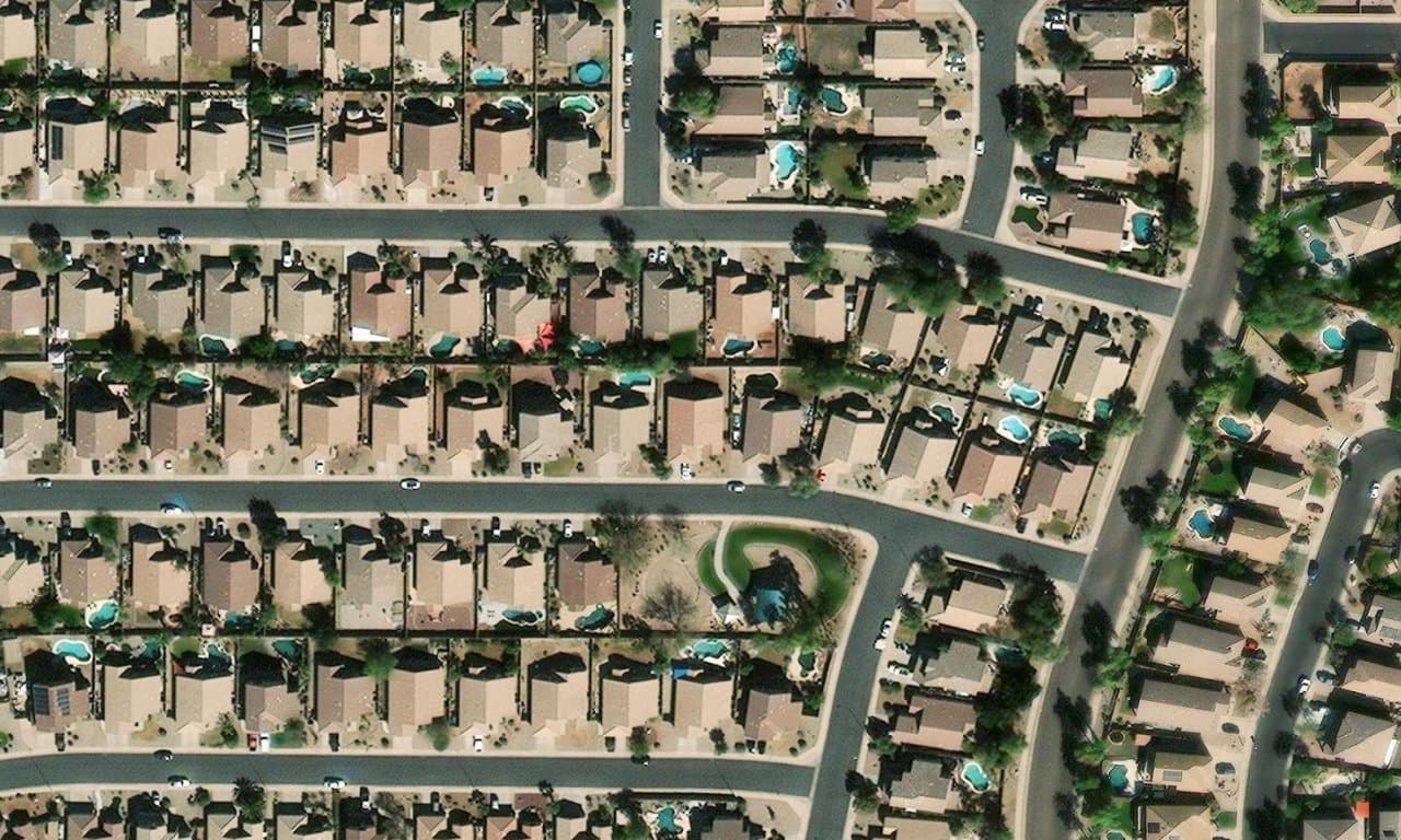 Aerial view centered on 10318 E OBISPO AVE MESA, AZ 85212