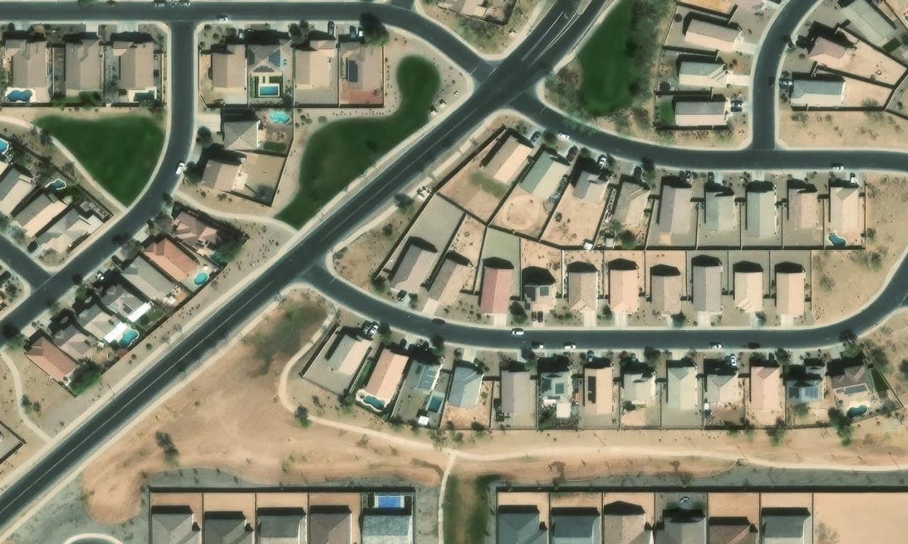 Aerial view centered on 37654 W MERCED ST MARICOPA, AZ 85138
